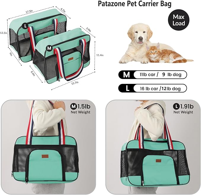 Puppy Carrier Small Dog Purse Adult Cat Bag Bunny Rabbit Small Animal Traveling Outdoor Go to The Vet Carry Handbag (Small, Pine Green)