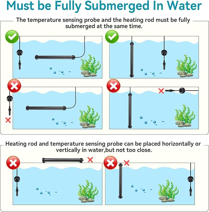 hygger Marine Aquarium Heater 200W,Titanium Heater with Digital LED Controller & Temperature Probe,Submersible Fish Tank Heater with Temperature Calibration,for Saltwater Freshwater Tank 30-40Gallon
