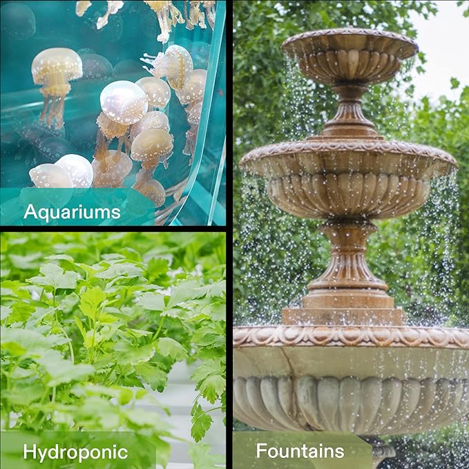 VIVOSUN 800GPH Submersible Pump(3000L/H, 24W), Ultra Quiet Water Fountain Pump with 10ft. High Lift with 6.5ft. Power Cord, 3 Nozzles for Fish Tank, Pond, Aquarium, Statuary, Hydroponics Green