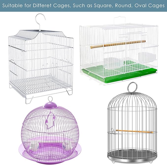 Bissap Bird Cage Seed Catcher, 59-86'' X16'' Universal Birdcage Net Nylon Adjustable Mesh Stretchy Skirts Cover for Parrot Cage Seed Guard (Not Include Birdcage)- White