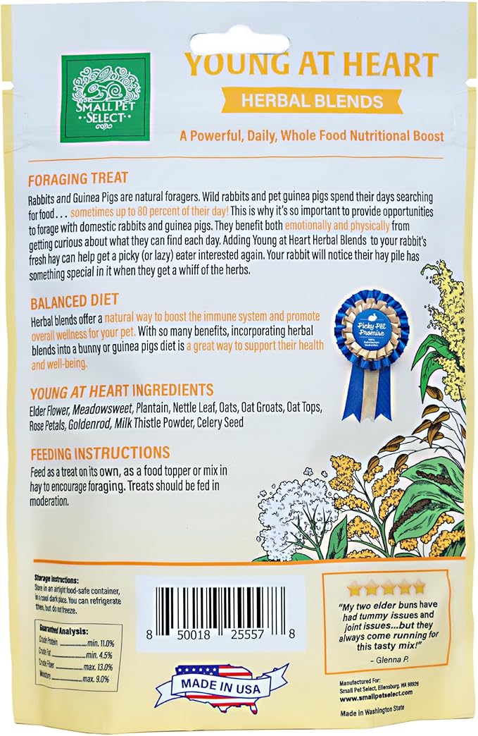 Small Pet Select - Young at Heart Herbal Blend, a Natural Herbal Treat for Rabbits and Guinea Pigs, 2.5oz