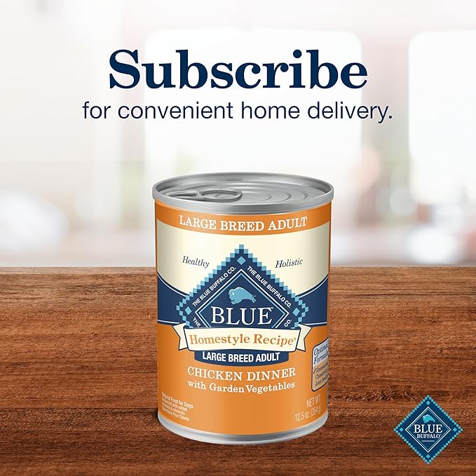 Blue Buffalo Homestyle Recipe Adult Wet Dog Food, Made with Natural Ingredients, Chicken Dinner With Garden Vegetables, 12.5-oz. Can (Pack of 12)