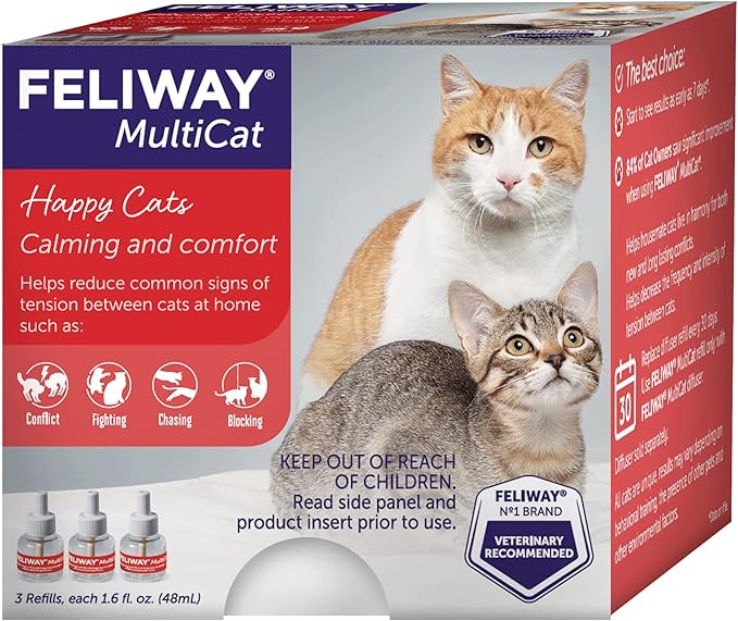 FELIWAY MultiCat Calming Pheromone, 30 Day Refill - 3 Pack