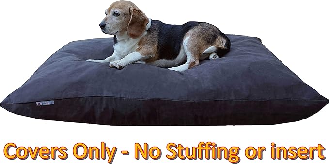 Dogbed4less Do It Yourself DIY Pet Bed Pillow Duvet Suede Cover + Waterproof Internal case for Dog/Cat at Large 48"X29" Espresso Color - Covers only