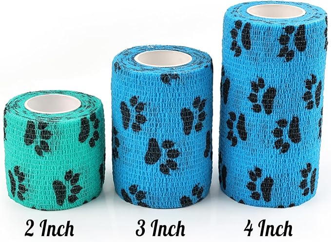 AUPCON Vet Wrap Cohesive Bandages Bulk Self Adhesive Bandage Wrap Self Adherent Wrap Non-Woven for Dogs Pet Animals & Ankle Sprains & Swelling 2 Inch x 5 Yards (2 Pack Lack Blue & Blue)