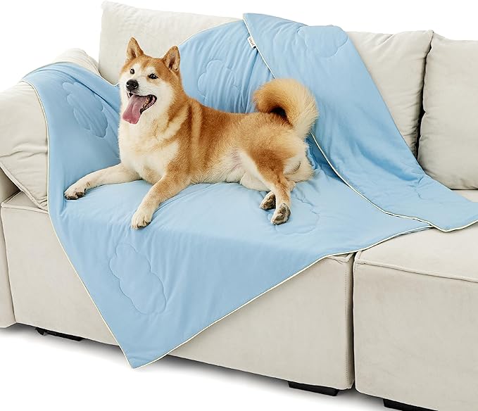 Lesure Premium Cooling Blankets for Large Dogs - Washable Dog Cooling Throw Blanket with Q-MAX>0.4,Durable Self Cooling Pet Mat for Cat, Soft Cooling Summer Blanket for Hot Weather, Blue, 40x50