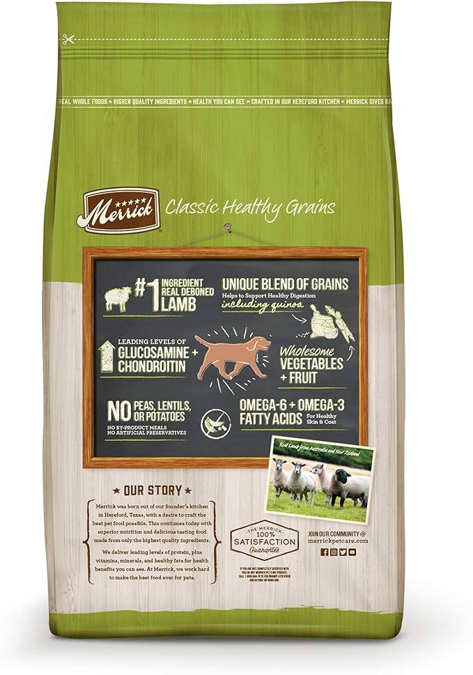 Merrick Classic Healthy Grains Dry Dog Food Real Lamb + Brown Rice Recipe with Ancient Grains - 12 lb. Bag