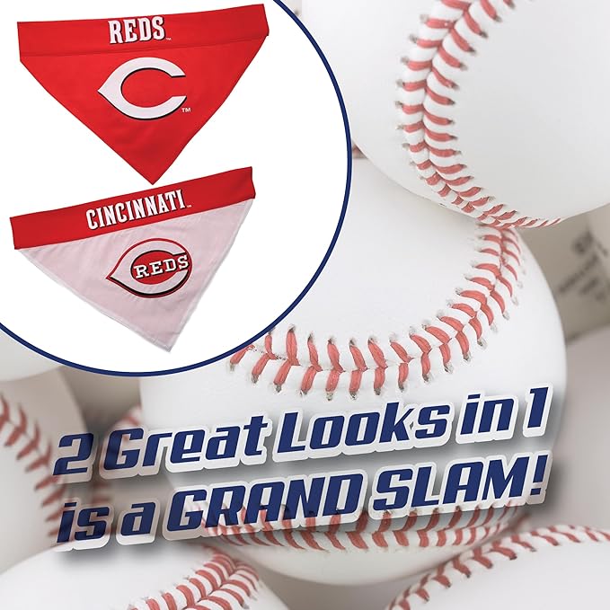 Pets First RED-3217-S-M MLB Dog Bandana - Cincinnati Reds Reversible Pet Bandana, Small/Medium, MLB Team Color