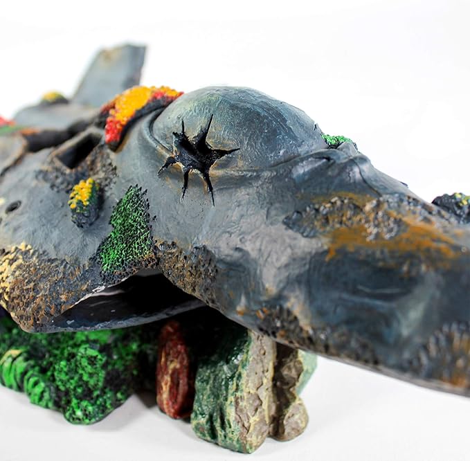 PENN-PLAX Deco-Wrecks Wrecked Jet Aquarium Decoration – Safe for Freshwater and Saltwater Fish Tanks – Large