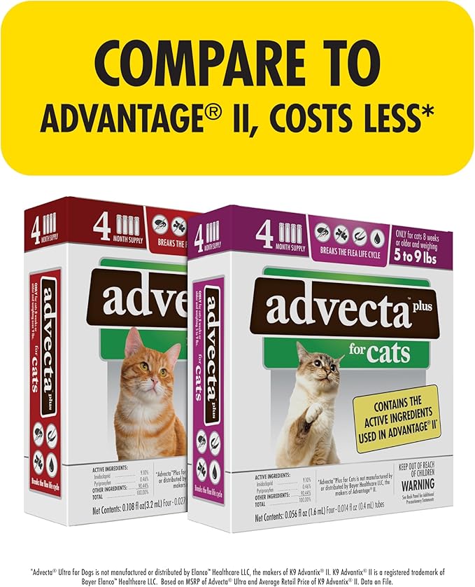 Plus Flea Prevention For Cats, Cat and Kitten Treatment & Control, Small and Large, Fast Acting Waterproof Topical Drops, 4 Month Supply