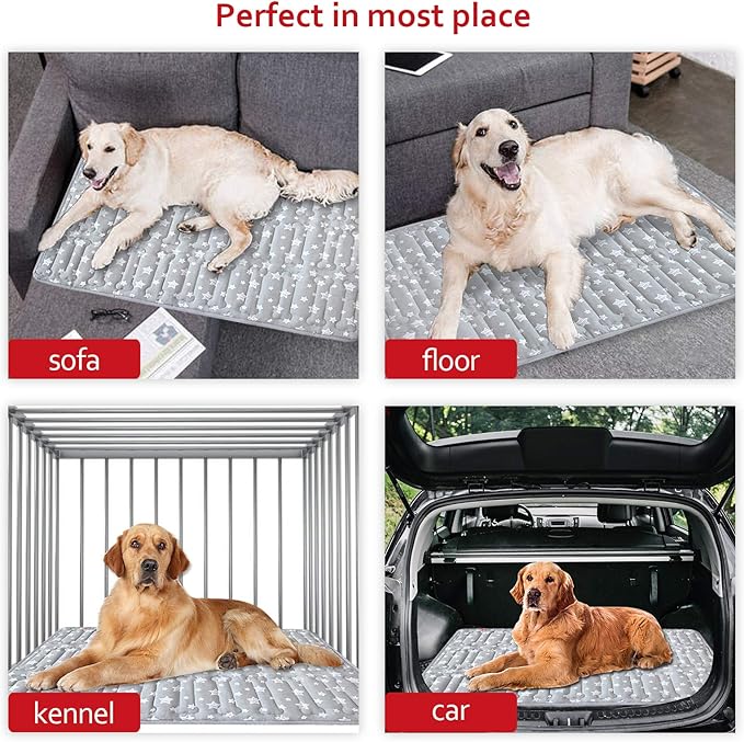 Dog Crate Mat (48" X 30"), Soft Dog Bed Mat with Cute Prints, Personalized Dog Crate Pad, Anti-Slip Bottom, Machine Washable Kennel Pad