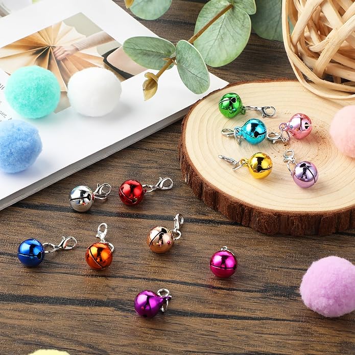 12 Pieces Cat Bell Dog Bell Dog Collar Charms Colorful Cat Collar Bell Loud Pet Collar Bells Charms Small Cat Collar Bells Charms with Clasps for Cat Dog Puppy Collers DIY Crafts Party Decorations