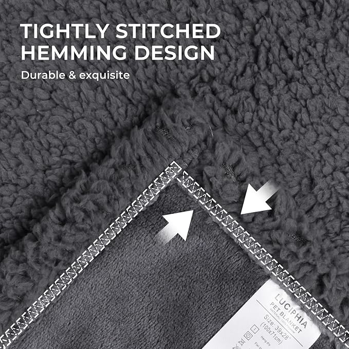 Luciphia Waterproof Blanket for Large Dogs Liquid Proof Furniture Protector Washable Pet Reversible Bed Cover for Couch Soft Sherpa Fleece Cat Blanket for Small Medium Light Grey Medium(57" x 40")