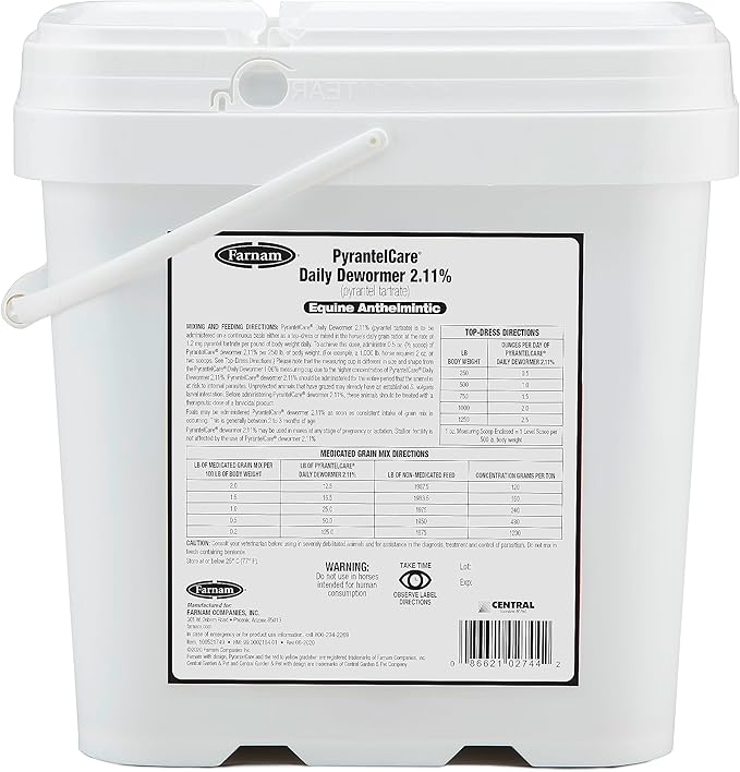 Farnam PyrantelCare Daily Horse Dewormer 2.11% (Pyrantel Tartrate) for Horses of All Ages, Equine Anthelmintic, Continuous Protection Against Small Stronglyes, Ascardis and Pinworms, 10 lbs