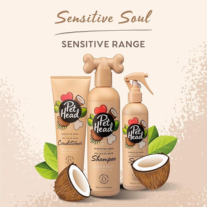 Sensitive Soul Shampoo for Dogs with Sensitive Skin 16fl oz. Coconut Scent. Hypoallergenic and Moisturizing Dog Shampoo, Natural and Vegan Ingredients. Gentle Formula for Puppies. Made in USA