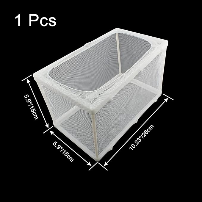 1 Pack Nylon Mesh Box Square Fish Breeder Box Separation Net Aquarium Fish Hatching Box(10.23"x5.9"x5.9") L*W*H