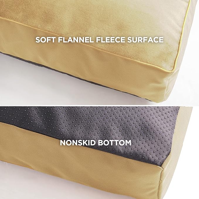 Bedsure Waterproof Dog Beds for Meidum Dogs - 4 inch Thick Up to 50lbs Medium Dog Bed with Removable Washable Cover, Pet Bed Mat Pillows, Spicy Mustard