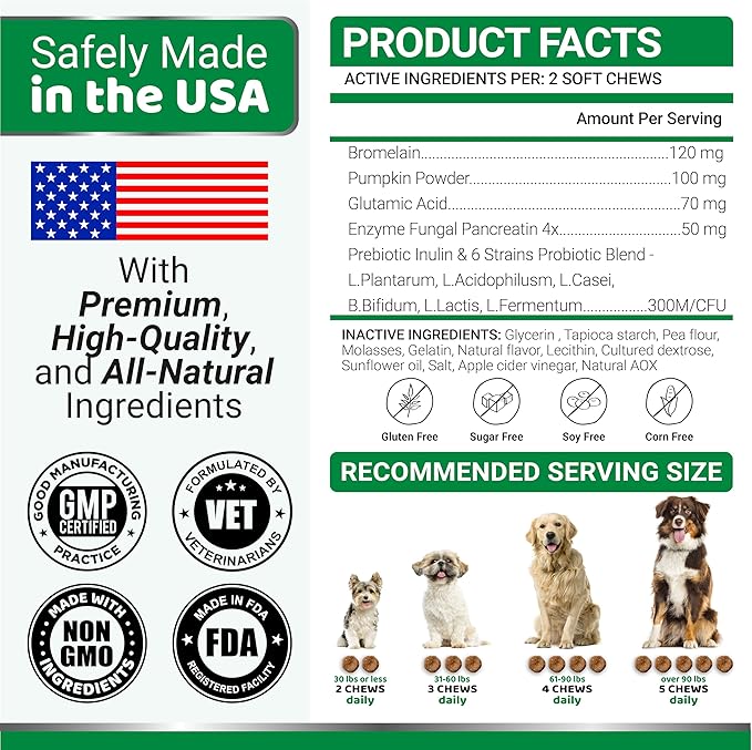 No Poo Chews for Dogs - 170 Ct - Coprophagia No Poop Eating Deterrent For Dogs - Prevent Dog from Eating Poop - Stop Eating Poop for Dogs - Forbid for Dogs Supplement - Probiotics & Digestive Enzymes
