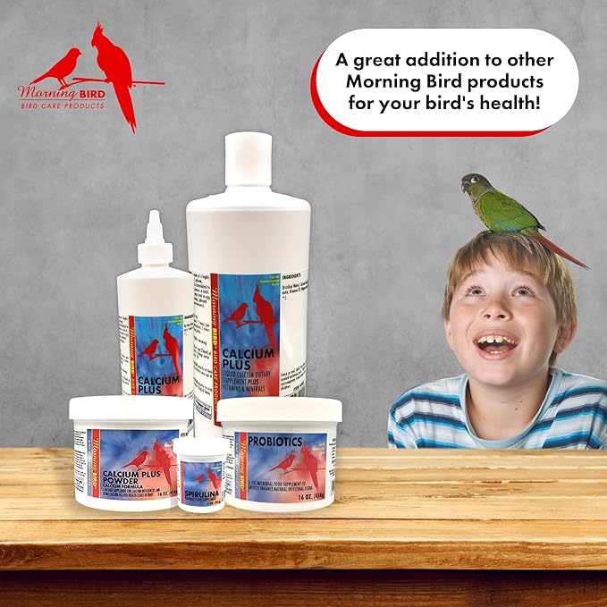 Morning Bird Calcium Plus Supplement for Avian Health, Liquid Calcium Formula with Magnesium and Vitamin D3, 32 Fl. Oz.