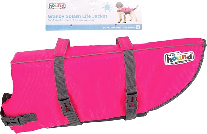Outward Hound Granby Splash Pink Dog Life Jacket, XL