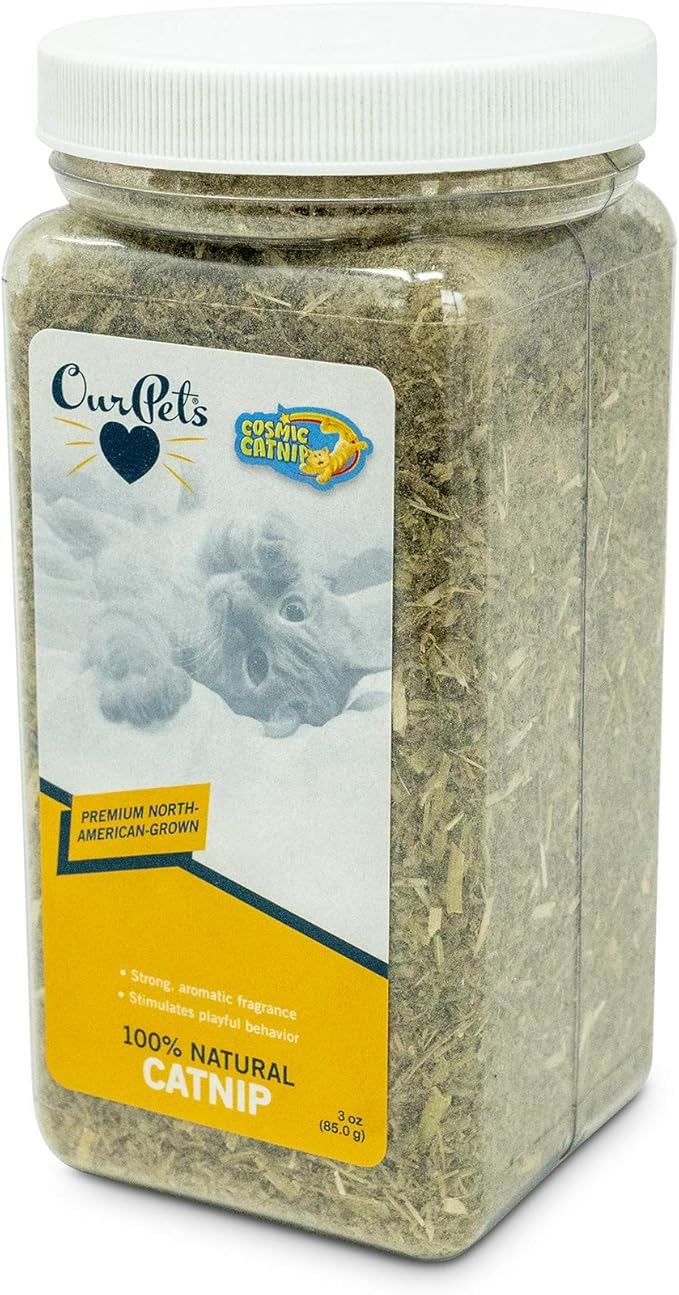 Our Pets Premium Catnip - 3 oz Jar of High Potency Catnip - 100% North American Grown.