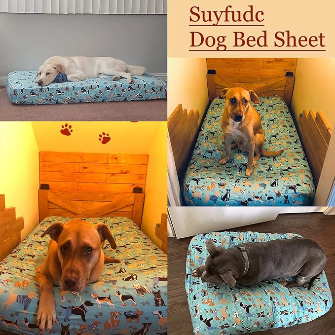 Dog Bed Cover - 52x28x5 Inch Dog Bed Replacement Cover Washable Reusable Dog Bed Liner - dog cotton bed Covers Pet Bed Mattress with Removable Washable Cover
