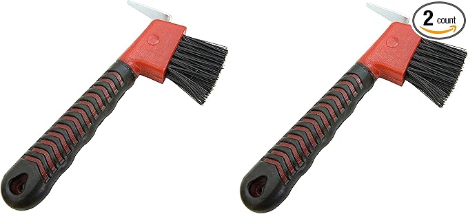 Rubber Handle Hoof Pick w/Brush for Horses, Hoof Pick for Easy Horse Hoof Cleaning, Horse Grooming Supplies