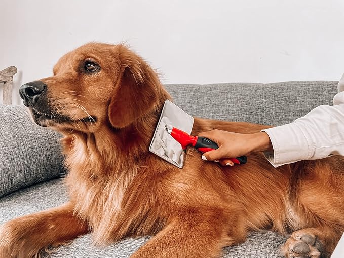 Tuff Pupper Slicker Dog Brush | Large Comb Head for Large & Medium Dogs | Pet Grooming Brush for Shedding Coat Fur | Gently Remove Tangled, Loose Undercoat and Mats Hair | Pet Grooming Brush Tool