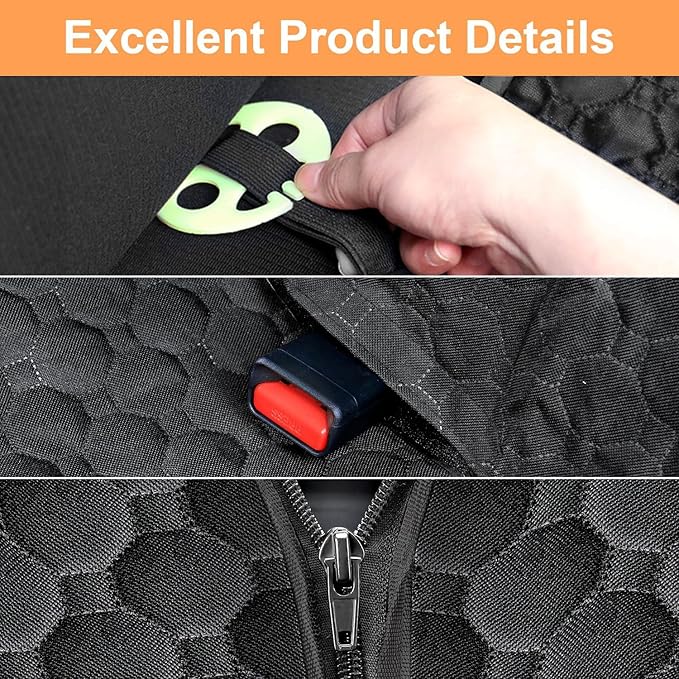 Mancro Dog Car Seat Cover for Back Seat, Waterproof Car Seat Protector for Dogs with Side Flaps, Scratchproof Dog Backseat Cover, Durable Nonslip Dog Hammock for Sedans, SUVs, Standard, All Black
