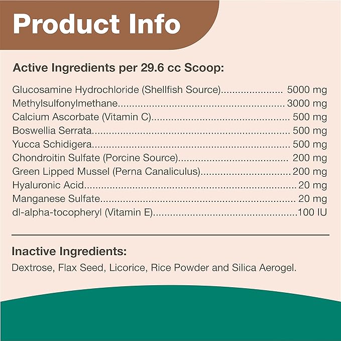 NaturVet ArthriSoothe Gold Advanced Joint Horse Supplement Powder – For Healthy Joint Function in Horses – Includes Glucosamine, MSM, Chondroitin, Hyaluronic Acid – 120 Day Supply