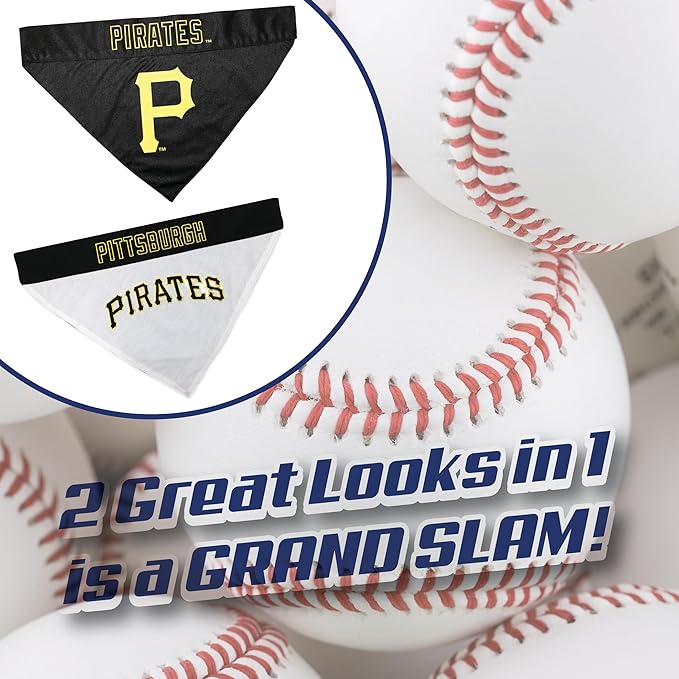 Pets First PIR-3217-S-M MLB Pittsburgh Pirates Reversible Pet Bandana, Small/Medium, MLB Team Color