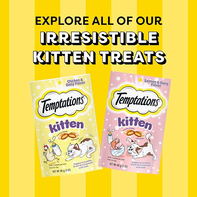 Temptations Kitten Treats, Chicken & Dairy, Crunchy and Soft Treat, 6.3 oz. (Pack of 10)