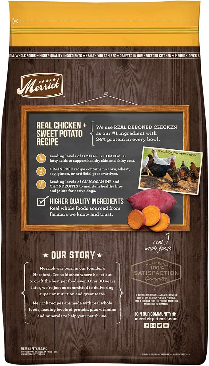 Merrick Grain Free Dry Dog Food Real Chicken & Sweet Potato Recipe - 10 lb Bag