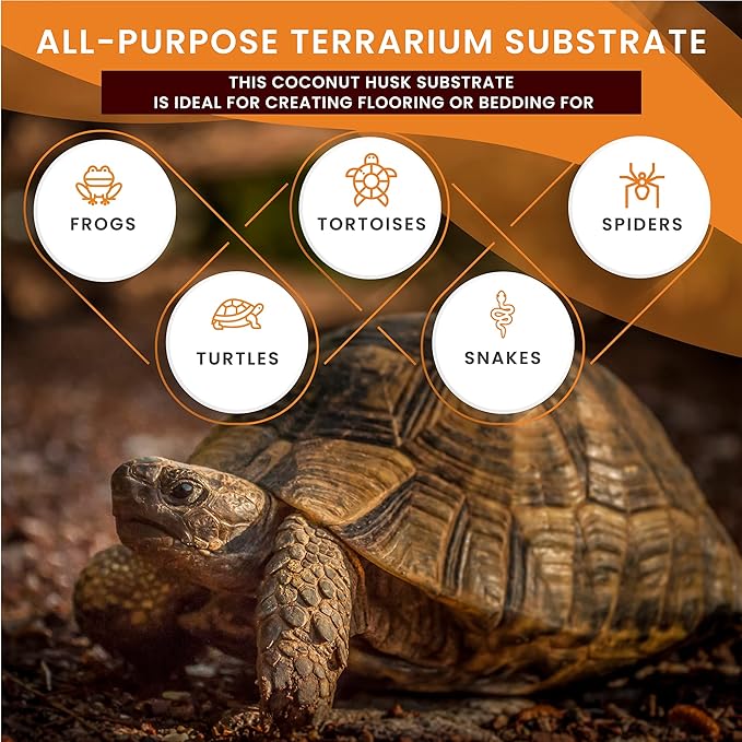 Compressed Coconut Fiber Substrate, 10 lb. Block, Natural Husk Terrarium Bedding, Reptiles, Frogs, Snakes, or Tortoise, Odor and Waste Absorbent Compostable, Organic with High Expansion