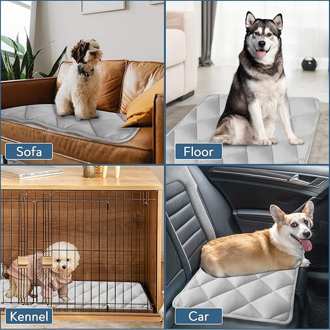 Dog Crate Pad 2 Pack (36" x 23"), Soft Dog Crate Mat with Anti-Slip Bottom, Machine Washable Kennel Pad, Crate Mats for Dog Cages, Dog Bed for Crate, Fits 36 Inch Dog Crate, Grey