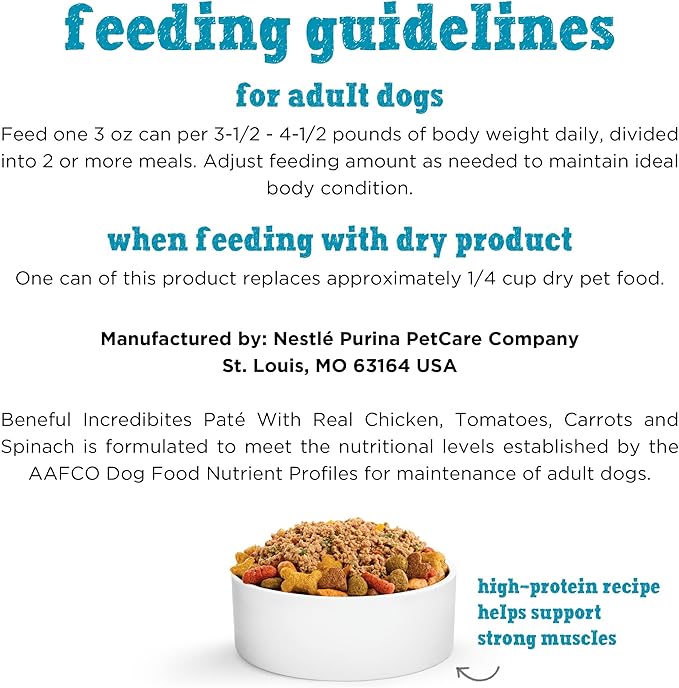 Purina Beneful Small Breed Wet Dog Food, IncrediBites Pate with Real Chicken Recipe - (Pack of 12) 3 oz. Cans