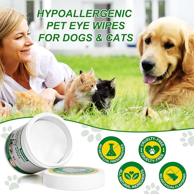 Eyes Stain Wipes for Dogs & Cats- 150Pcs Ultra large capacity, Natural Coconut Oil & Aloe vera Pet Cleaning,Gently Remove Tear Stain,Eye Debris, Discharge, Mucus Secretions