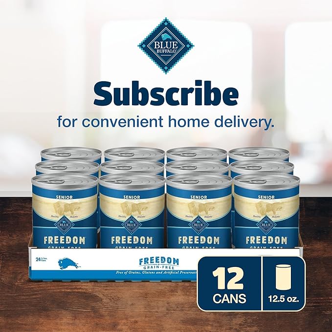 Blue Buffalo Freedom Grain-Free Senior Wet Dog Food, Free of Glutens & Artificial Preservatives, Made With Natural Ingredients, Chicken Recipe, 12.5-oz. Cans (12 Count)