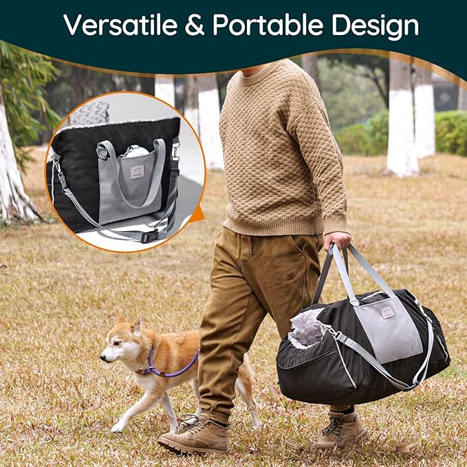 Small Dog Car Seat: Safe Comfy Travel Rides - Portable Multifuctional Puppy Bed for Carseat - Pet Booster Seats Up to 26lbs, Black