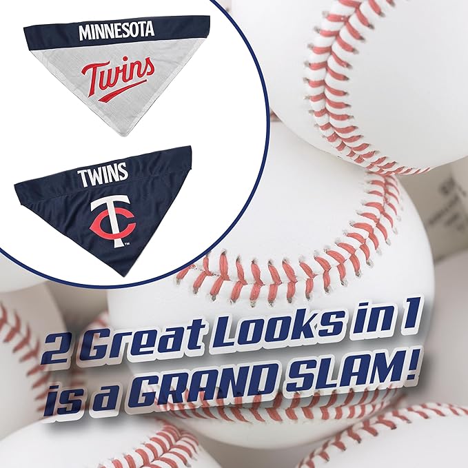 Pets First TWN-3217-S-M MLB Dog Bandana - Minnesota Twins Reversible Pet Bandana, Small/Medium, MLB Team Color