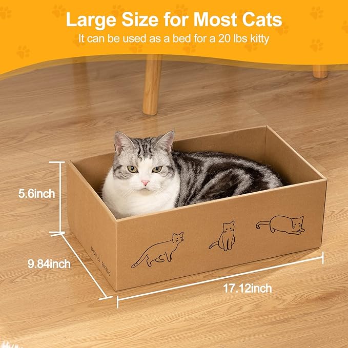 5 PCS Cat Scratcher with Box, Reversible Cat Scratchers for Indoor Cats, Cardboard Cat Scratcher with Catnip, 2 Curved and 3 Flat Boards for Scratching Bed