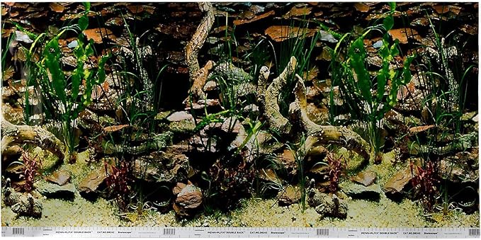Penn-Plax DBC2448CB Double Sided Aquarium Background | Multi-Color | Measures 24"x48" | Easily add visual interest to your tank