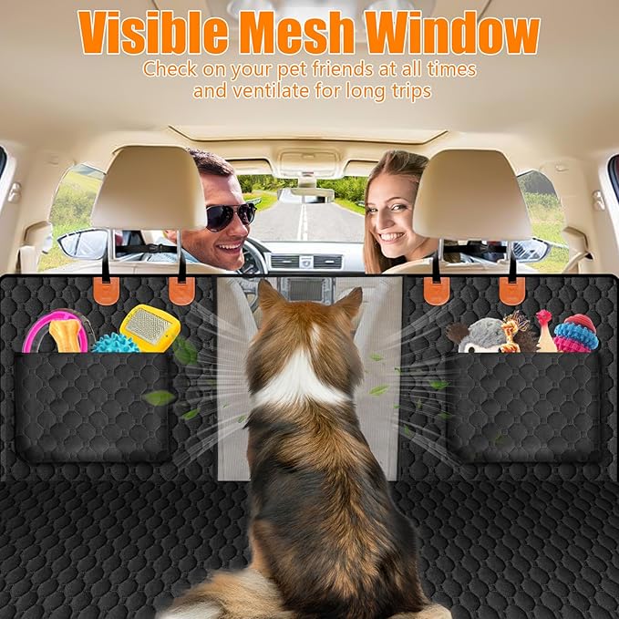 Back Seat Extender for Dogs,Dog Car Seat Cover with Hard Bottom Holds 330lbs ,Dog Car Hammock Into Dog Car Bed,Car Seat Protector for Dogs, Backseat Extender for Dogs Suitable for Car SUV Truck