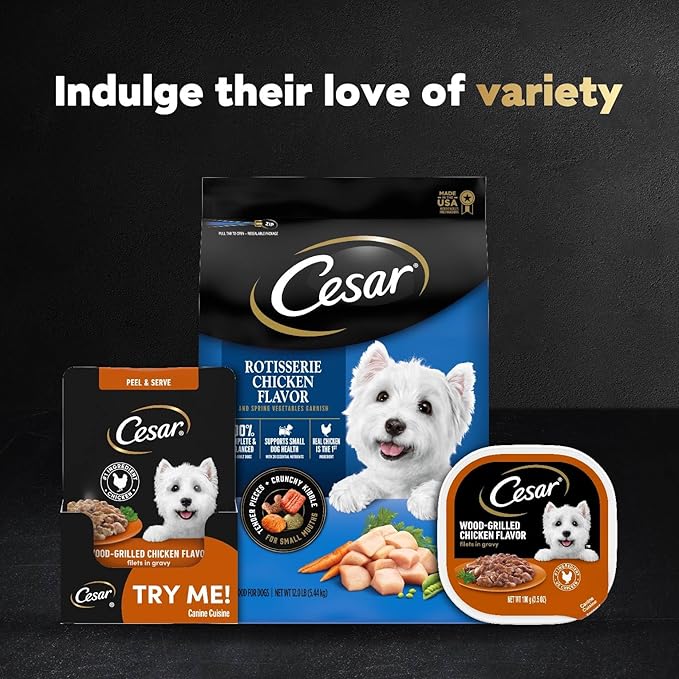 Cesar Filets in Gravy Wet Dog Food Wood-Grilled Chicken Flavor, 1.76 oz. Mini-Pouch, 20 Pack