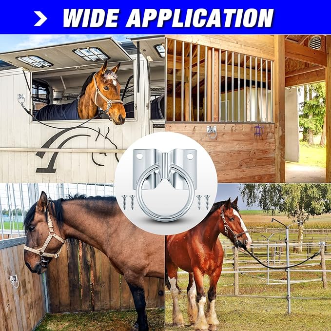 Shimeyao Cross Tie Ring for Horses Block Tie Ring Replacement Hitching Rings Tie Down Horse Barn Supplies for Horse Stall Stable Equestrian Livestock
