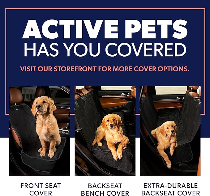Active Pets Dog Car Seat Cover for Back Seat. Car Seat Protector Dog Hammock for Car - Waterproof Pet Back Seat Cover for Trucks, Sedans & SUVs - Use with Chom Chom Roller Pet Hair Remover. Blue, XL