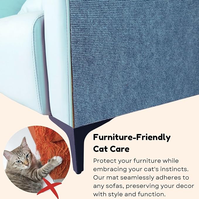 Cat Scratch Mat (Blue, 10 Pack), 23.6’’ x 11.8’’ Cat Wall Stracther, Versatile Self-Adhesive Replacement Easy Use for Cat Trees, Cat Wall Furniture, Scratching Posts, and Couch Protection