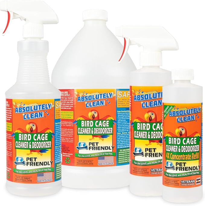 Amazing Bird Cage Cleaner and Deodorizer - Just Spray/Wipe - Safely & Easily Removes Bird Messes Quickly and Easily - Made in The US 128oz Gallon
