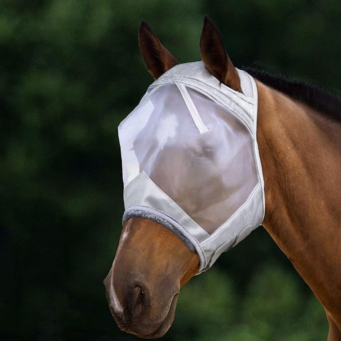 Harrison Howard CareMaster Horse Fly Mask Standard Moonlight Silver XL Extra Full Size