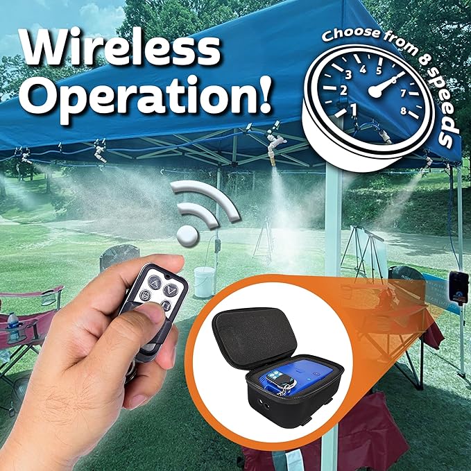 Extreme MIST Portable Misting System Pro Kit - 6 Mist Nozzles & Pro Pump | Easy to Setup | 24 ft. Mist Line for Outdoor Patios, Golf Carts, Greenhouses, Canopy, Decks & More - Cools the air up to 30Β°F
